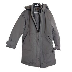 Luzern Goose Coat Womens Size Large Gray Removable Hood Winter Goose Filled